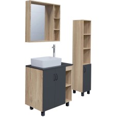 Комплект мебели дуб сонома/серый матовый 77 см Grossman Флай 108002 + 508002 + GR-3016 + 206001