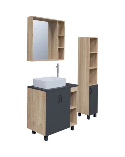 Комплект мебели дуб сонома/серый матовый 77 см Grossman Флай 108002 + 508002 + GR-3016 + 206001