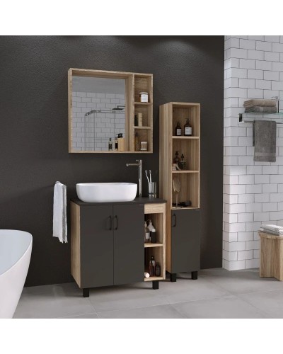 Комплект мебели дуб сонома/серый матовый 77 см Grossman Флай 108002 + 508002 + GR-3020 + 206001