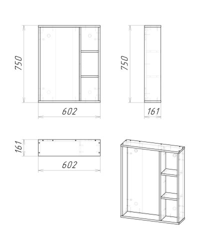 Комплект мебели дуб сонома/серый матовый 77 см Grossman Флай 108002 + 508002 + GR-3020 + 206001