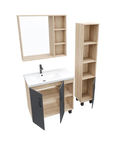 Комплект мебели дуб сонома/серый матовый 81 см Grossman Флай 108002 + 30469 + 206001