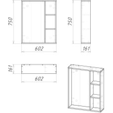 Комплект мебели дуб сонома/серый матовый 81 см Grossman Флай 108002 + 30469 + 206001
