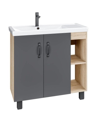 Комплект мебели дуб сонома/серый матовый 81 см Grossman Флай 108002 + 30469 + 206001