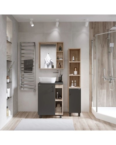 Комплект мебели дуб сонома/серый матовый 67 см Grossman Флай 107002 + 507002 + GR-3019 + 207001