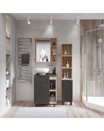 Комплект мебели дуб сонома/серый матовый 67 см Grossman Флай 107002 + 507002 + GR-3014 + 207001