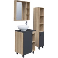 Комплект мебели дуб сонома/серый матовый 67 см Grossman Флай 107002 + 507002 + GR-3014 + 207001