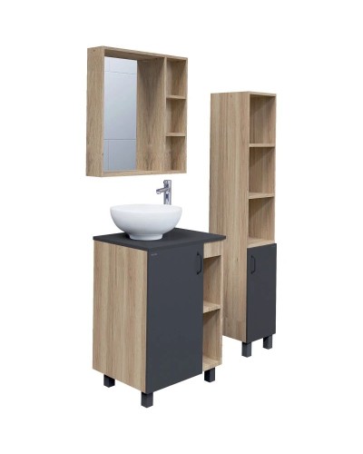 Комплект мебели дуб сонома/серый матовый 67 см Grossman Флай 107002 + 507002 + GR-3014 + 207001