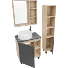 Комплект мебели дуб сонома/серый матовый 67 см Grossman Флай 107002 + 507002 + GR-3013 + 207001