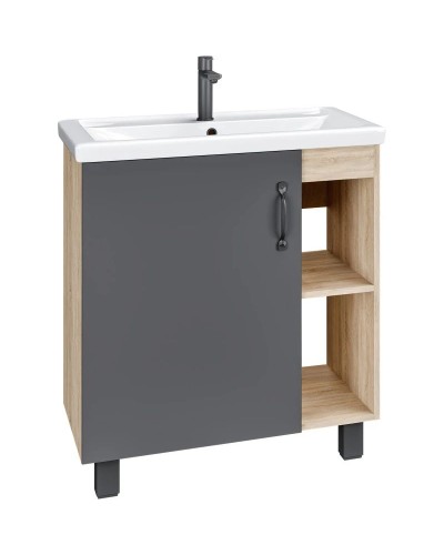 Комплект мебели дуб сонома/серый матовый 71 см Grossman Флай 107002 + 15840 + 207001