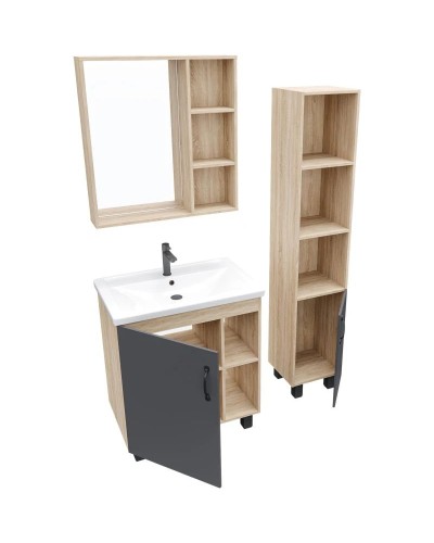 Комплект мебели дуб сонома/серый матовый 71 см Grossman Флай 107002 + 15840 + 207001