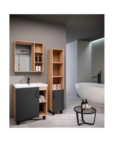 Комплект мебели дуб сонома/серый матовый 71 см Grossman Флай 107002 + 15840 + 207001