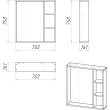 Комплект мебели дуб сонома/серый матовый 71 см Grossman Флай 107002 + 15840 + 207001