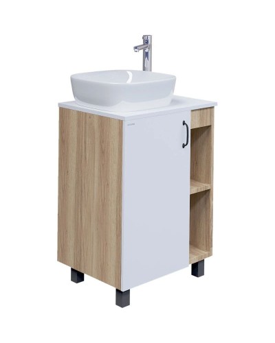 Комплект мебели дуб сонома/белый матовый 67 см Grossman Флай 107001 + 507001 + GR-3019 + 207001