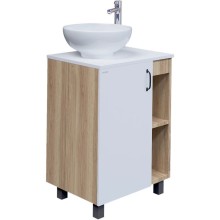 Комплект мебели дуб сонома/белый матовый 67 см Grossman Флай 107001 + 507001 + GR-3014 + 207001