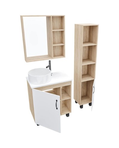 Комплект мебели дуб сонома/белый матовый 67 см Grossman Флай 107001 + 507001 + GR-3013 + 207001