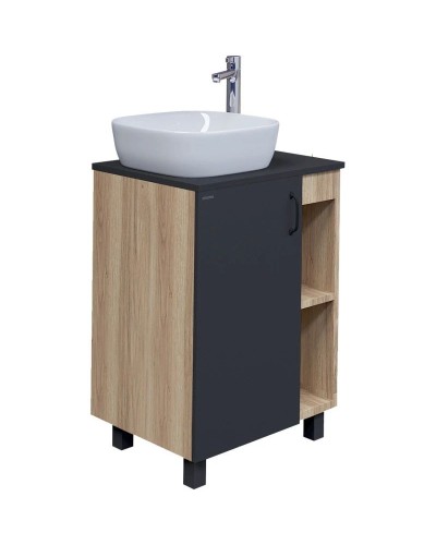 Комплект мебели дуб сонома/серый матовый 57 см Grossman Флай 106002 + 506002 + GR-3019 + 206001