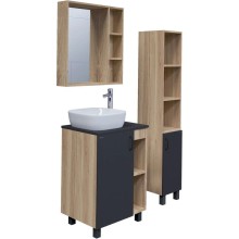 Комплект мебели дуб сонома/серый матовый 57 см Grossman Флай 106002 + 506002 + GR-3019 + 206001