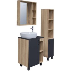 Комплект мебели дуб сонома/серый матовый 57 см Grossman Флай 106002 + 506002 + GR-3019 + 206001