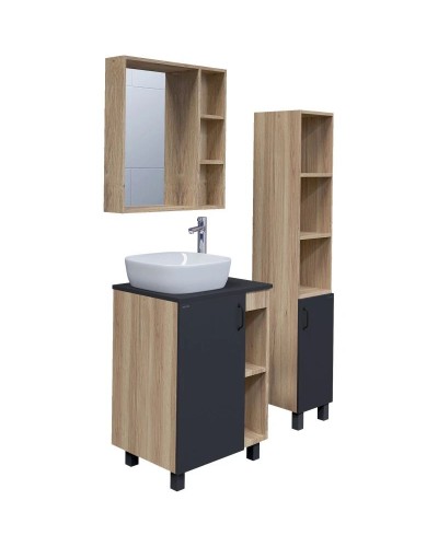 Комплект мебели дуб сонома/серый матовый 57 см Grossman Флай 106002 + 506002 + GR-3019 + 206001