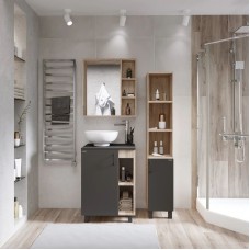 Комплект мебели дуб сонома/серый матовый 57 см Grossman Флай 106002 + 506002 + GR-3014 + 206001