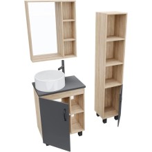 Комплект мебели дуб сонома/серый матовый 57 см Grossman Флай 106002 + 506002 + GR-3013 + 206001