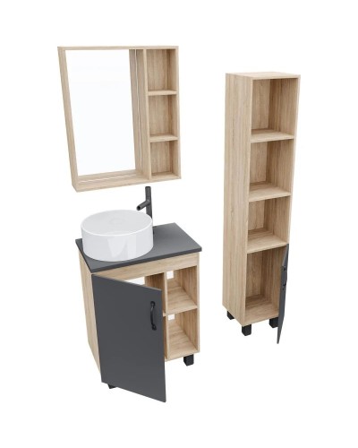 Комплект мебели дуб сонома/серый матовый 57 см Grossman Флай 106002 + 506002 + GR-3013 + 206001