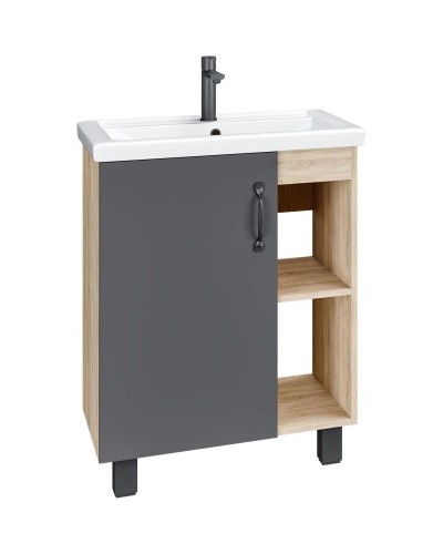 Комплект мебели дуб сонома/серый матовый 61 см Grossman Флай 106002 + 16413 + 206001