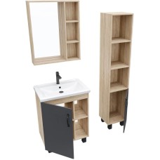 Комплект мебели дуб сонома/серый матовый 61 см Grossman Флай 106002 + 16413 + 206001