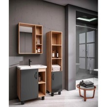 Комплект мебели дуб сонома/серый матовый 61 см Grossman Флай 106002 + 16413 + 206001