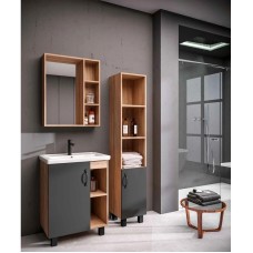 Комплект мебели дуб сонома/серый матовый 61 см Grossman Флай 106002 + 16413 + 206001