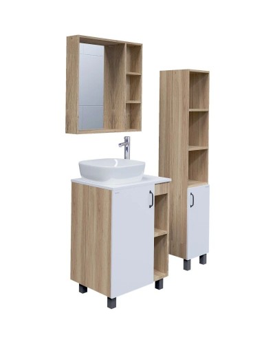 Комплект мебели дуб сонома/белый матовый 57 см Grossman Флай 106001 + 506001 + GR-3019 + 206001