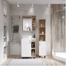 Комплект мебели дуб сонома/белый матовый 57 см Grossman Флай 106001 + 506001 + GR-3019 + 206001