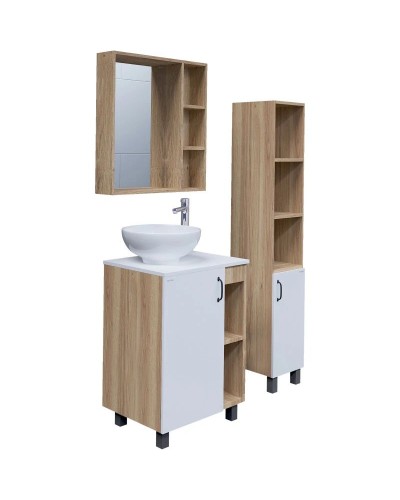 Комплект мебели дуб сонома/белый матовый 57 см Grossman Флай 106001 + 506001 + GR-3014 + 206001