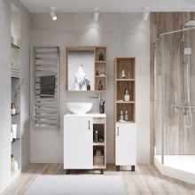 Комплект мебели дуб сонома/белый матовый 57 см Grossman Флай 106001 + 506001 + GR-3014 + 206001