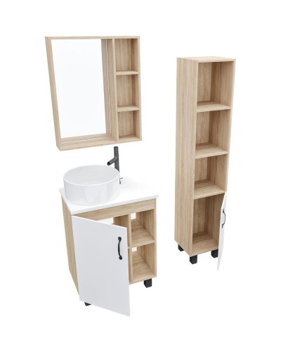 Комплект мебели дуб сонома/белый матовый 57 см Grossman Флай 106001 + 506001 + GR-3013 + 206001