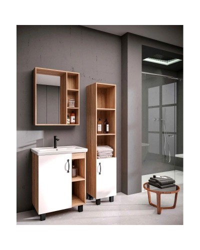 Комплект мебели дуб сонома/белый матовый 61 см Grossman Флай 106001 + 16413 + 206001