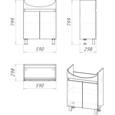 Комплект мебели дуб сонома/белый глянец 61,5 см Grossman Поло 106011 + 440 + 205701
