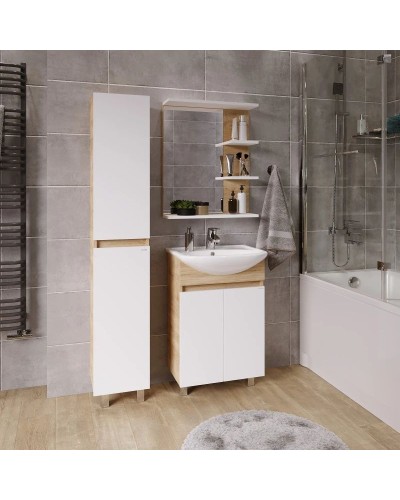 Комплект мебели дуб сонома/белый глянец 55,5 см Grossman Поло 105501 + 305 + 205701