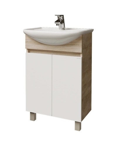 Комплект мебели дуб сонома/белый глянец 55,5 см Grossman Поло 105501 + 305 + 205701