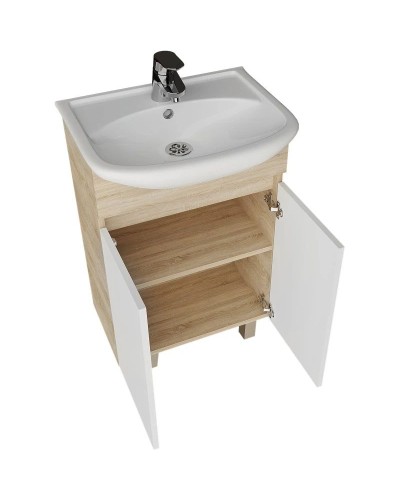 Комплект мебели дуб сонома/белый глянец 55,5 см Grossman Поло 105501 + 305 + 205701