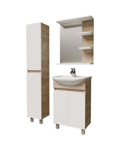 Комплект мебели дуб сонома/белый глянец 55,5 см Grossman Поло 105501 + 305 + 205701