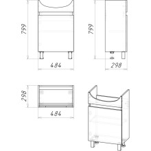Комплект мебели дуб сонома/белый глянец 51 см Grossman Поло 105004 + 659 + 204701