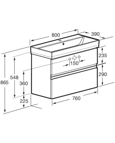 Комплект мебели белый глянец 80 см Roca Oleta A857640806 + 3274C500Y + A857647806