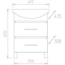 Комплект мебели ясень шимо светлый 61,5 см Onika Дельта 106090 + 1.3120.3.S00.11B.0 + 206060