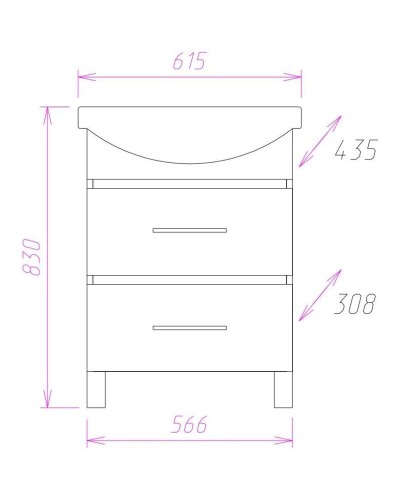 Комплект мебели ясень шимо светлый 61,5 см Onika Дельта 106090 + 1.3120.3.S00.11B.0 + 206060