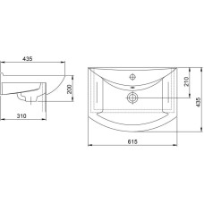 Комплект мебели ясень шимо светлый 61,5 см Onika Дельта 106090 + 1.3120.3.S00.11B.0 + 206060