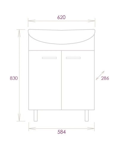 Комплект мебели белый глянец 62 см Onika Коралл 106042 + UM-ERI60/1 + 206001