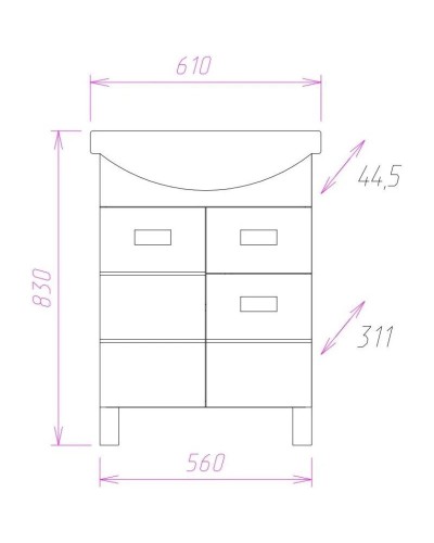 Комплект мебели белый глянец 61 см Onika Балтика 106041 + 1WH110246 + 205815
