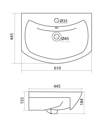Комплект мебели белый глянец 61 см Onika Балтика 106041 + 1WH110246 + 205815