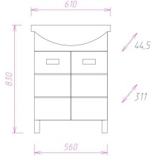 Комплект мебели белый глянец 61 см Onika Балтика 106040 + 1WH110246 + 205815